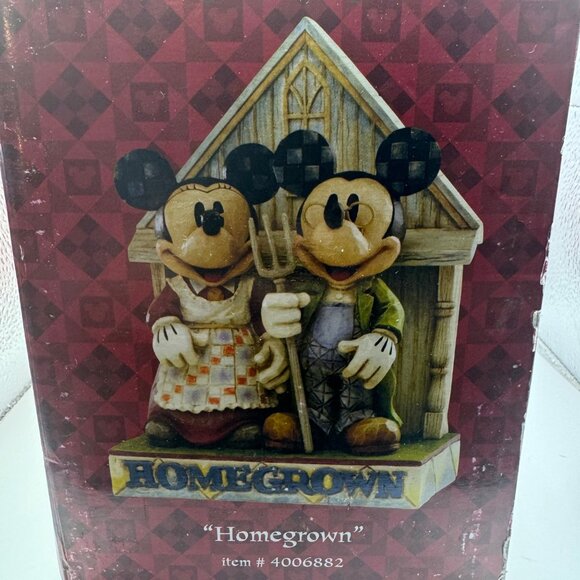 Disney Showcase Coll Jim Shore Traditions Homegrown Mickey & Minnie Figurine - Picture 2 of 8